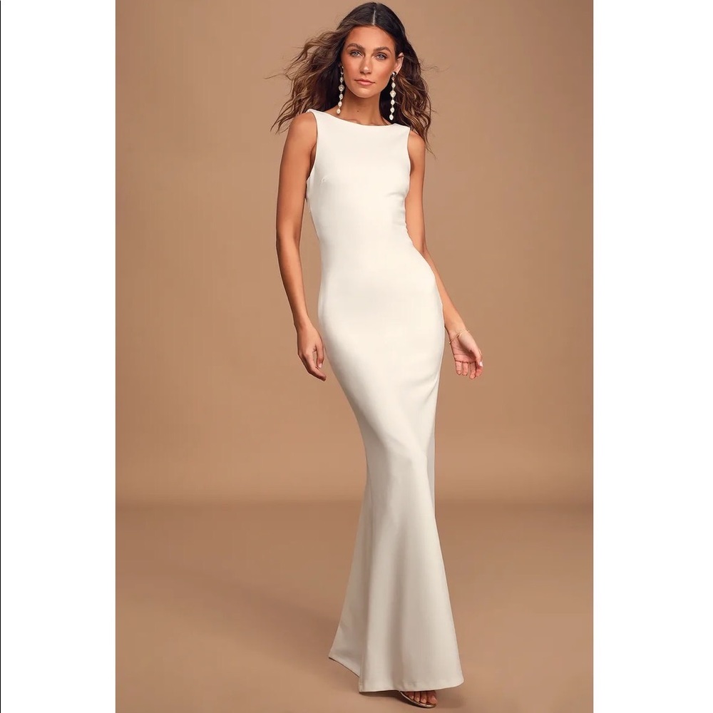Lulus Love In Your Eyes Ivory Knotted Mermaid Maxi Dress